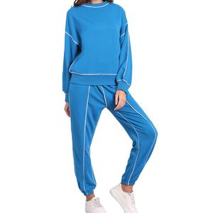 Conjunto de Dos Piezas de Sudadera y Pantalones de Chándal de Algodón 100% Sólido por Encima de la Rodilla para Mujer, Fabricante Personalizado, Precio Económico - Product Image 4