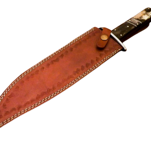 Cuchillo Bowie Hecho a Mano con Hoja Curva de Acero Pulido Plateado, Mango de Madera Marrón Oscuro, Guardacuchillo Metálico, Cuchillo de Caza de Hoja Fija Personalizado - Product Image 6