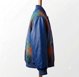 Chaqueta Varsity para Hombre, Mezcla de Lana, Color Degradado, Logotipo Bordado, Forro de Satén, Estilo Preppy, para Otoño - Product Image 3