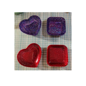 <b>Epoxy</b> Resin Bowl And Dinner <b>Table</b> 3 PCS Square Glitter Design Square Handicrafts Resin Bowl Hot Sale - Product Image 2