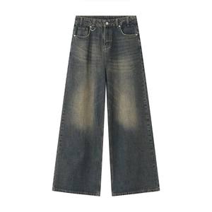 Men's Multi Pocket Baggy Retro Floor Length <b>Jeans</b> Plus Size Loose Wide Leg Denim Trousers - Product Image 6