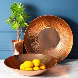 Hand Hammered Copper Serving Bowl Deep Rolled Rim Metal Food Handi Basin Traditional Indian Restaurant Tableware - Product Image 5