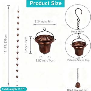 Cadena de Lluvia Metálica Decorativa en Forma de Cubo para Jardín, Hogar, Patio Exterior, Decoración de Lluvia y Adorno Colgante Elegante - Product Image 2