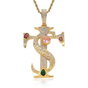 Pendentif croix hip-hop micro-incrusté de moissanite colorée, collier hip-hop élégant pour hommes et femmes - Product Image 6