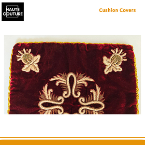 Gran oferta: Terciopelo mahron bordado a mano con hilo metálico de 32 x 32 cm, del fabricante y exportador de mayor renombre de la India. - Product Image 3