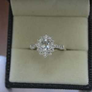 White Topaz <b>Ring</b> S925 Sterling Silver Birthstone <b>Ring</b> Vintage Style Gemstone Jewelry Elegant <b>Ring</b> For Women - Product Image 1