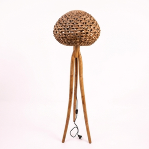 Lámparas de pie de jacinto de agua tejidas a mano, trípode de madera natural, linterna ecológica, luz de pie bohemia para sala de estar, decoración de resort - Product Image 3