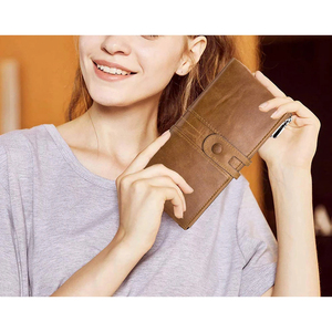 Top quality Genuine Leather High Quality Latest Design Women Clutch Wallet Genuine Leather Long <b>Wristlet</b> Wallet. - Product Image 6