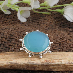 Natural <b>Large</b> Round Aqua Chalcedony <b>Ring</b> 925 Sterling Silver Bold Statement Blue <b>Stone</b> <b>Ring</b> Gemstone Jewelry Wholesale - Product Image 1