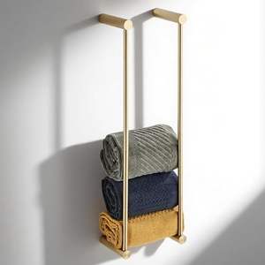 Porte-serviettes mural en laiton massif de qualité supérieure pour salle de bain, fait main, finition antique, en laiton pur. - Product Image 3