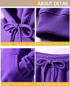 Ensemble survêtement homme violet à capuche et pantalon, couleur unie, décontracté, manches longues, 100 % coton respirant, coupe classique - Product Image 4