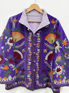 Trendy Top Product Suzani Floral Embroidery Jacket Cropped Hippie <b>Coat</b> Women <b>Winter</b> Warm Outerwear Wholesale Price - Product Image 1