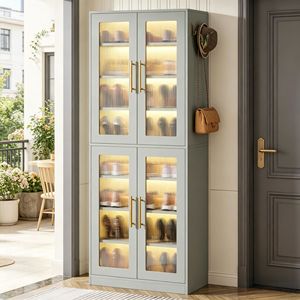 Scarpiera Contemporanea Stile Fattoria Autoportante Antipolvere con Ripiani e Scaffali Regolabili per l'Organizzazione delle Scarpe - Product Image 6