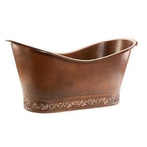 Baignoire autoportante en cuivre haut de gamme avec baignoire profonde faite à la main, finition martelée antique pour salles de bain de luxe à la maison et dans les villas - Product Image 3