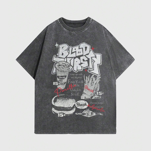 T-shirt Streetwear Homme Col Rond Manches Courtes Imprimé Blood Thirsty Coupe Classique en Jersey de Coton Écologique Anti-boulochage Respirant - Product Image 1