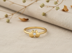 HandMade Custom Design 10k <b>Gold</b> Minimalist butterfly Ring <b>Manufacturer</b> VVS1 Lab Grown Diamond Stacking Ring for Women - Product Image 6