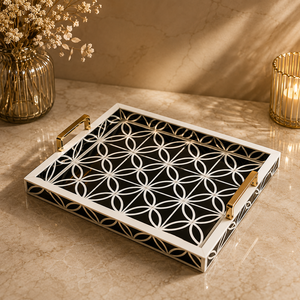 Plateau de service carré à motif zigzag audacieux avec finition brillante Design moderne élégant Idéal pour la décoration de cadeaux et l'utilisation de la salle à manger - Product Image 5