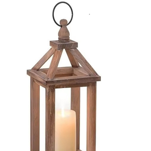 Lanterne en bois vintage rustique avec finition naturelle, lanternes à bougies en bois pour l'extérieur, la maison et le jardin, faites à la main et personnalisées - Product Image 1