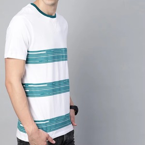 เสื้อยืดแขนสั้นผู้ชายทรงเข้ารูปลายทาง คอกลม สวมใส่สบาย ความยาวปกติ ผ้าฝ้าย 100% จัดส่งเร็ว MOQ ต่ำ - Product Image 2