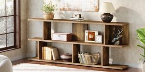 ตู้วางทีวีสไตล์มิดเซ็นจูรี่โมเดิร์นแบบมีกระจก ตกแต่งสไตล์รัสติก พร้อมชั้นวางหนังสือทรงเรขาคณิต สำหรับห้องนั่งเล่น โรงแรม โถงทางเข้า และศูนย์รวมความบันเทิง - Product Image 3