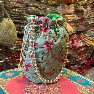 Handicraft Collection Women's Embroidered Potli <b>Bags</b> Designer Handmade Women's Indian Fashion Potli Pouch <b>Bag</b> Wrist Handbag - Product Image 4