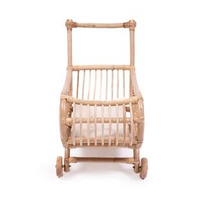Natural Rattan Kid Toy Handmade Wicker Baby <b>Doll</b> Stroller Pram Walker Eco Friendly Pretend <b>Play</b> Pushcart For Toddlers - Product Image 6
