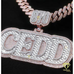 จี้ตัวอักษรฮิปฮอปประดับมอสซาไนต์เงินแท้ 925 คุณภาพสูงจาก Trisha Jewels ชุบทอง 18K ได้รับการรับรองจาก GIA ขนาด 3 นิ้ว - Product Image 5