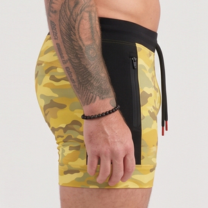 <b>Men's</b> Yellow Camouflage Board <b>Shorts</b> With Pockets Quick Dry Tight <b>Shorts</b> Drawstring Waist Casual <b>Compression</b> <b>Shorts</b> <b>Men</b> - Product Image 4