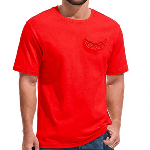 T-shirt blanc à manches courtes pour homme avec logo ailes en relief, coupe classique, col rond, en jersey de coton - Product Image 4