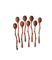 Tenedor de Madera con Diseño de Rama de Árbol de Fábrica con Logotipo Personalizado/ Juego de Tenedor y Cuchara de Madera de Acacia para Utensilios de Mesa de Artesanía en Madera