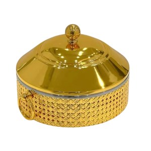 High Quality Gold Premium Steel Handmade Food Serving Casserole With Lid Luxury Food Warmer for Hotel & Restaurant From India - Product Image 1