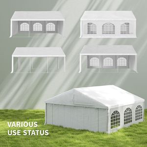 Gazebo da Giardino Bianco Resistente 6x6 Metri con Pareti Laterali, Grande Tenda per Matrimoni ed Eventi all'Aperto, Ideale per Garage e Grandi Manifestazioni - Product Image 4