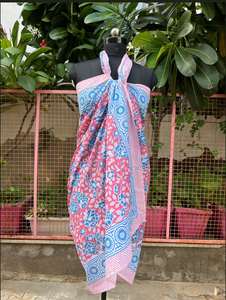 Women Floral Print Asymmetric Swimdress Bandeau Neckline Stretch Spandex Polyester Knitted Pareo <b>Beach</b> <b>Wrap</b> - Product Image 4