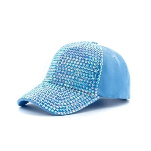 Gorra de Béisbol Azul con Pedrería, 6 Paneles, Ajustable, Unisex, de Moda, para Primavera/Verano, Informal, de Tela Twill, con Malla Negra - Product Image 5