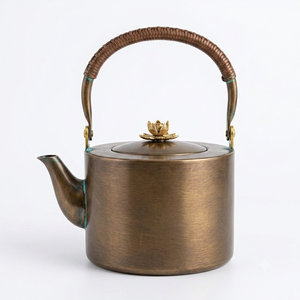 Hammered Copper <b>Tea</b> Kettle With Lid Metal Handle Vintage Design For Kitchen Use Handmade Teapot On Sale - Product Image 5