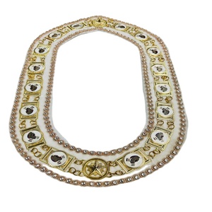 Chaîne maçonnique de haute qualité HAND MARICLES, collier avec strass, chaîne en velours lourd, chaîne en laiton, broderie dorée, régalia de grade de la loge - Product Image 1