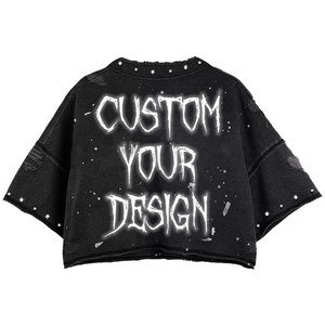 Premium Custom Vintage T <b>Shirt</b> Oversized Graphic Print Rhinestone <b>Studded</b> Distressed Streetwear Wholesale Supplier - Product Image 2