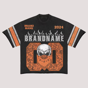Brand name <b>Skull</b> Pattern Short Sleeve T-Shirt Men's Street Style O-Neck Regular Fit Polyester Jersey <b>Top</b> - Product Image 5
