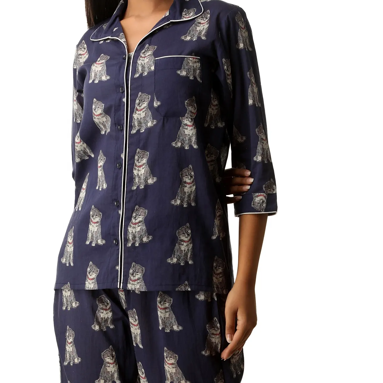 Indiase Groothandel 100% Katoenen Nachtpak Katoenen Nachtkleding Pyjama Set Pyjama Jurk Nachtkleding Pyjama