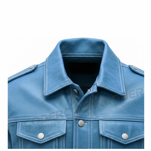 Chaqueta de Motocicleta Sky de Piel de Vaca Genuina con Cuello Alto, Transpirable, Impermeable y Resistente al Viento, para Invierno, Talla Grande, Estilo Urbano para Hombre - Product Image 5