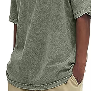 Camiseta Larga de Algodón 100% para Hombre, con Logotipo Frontal Lavado al Ácido, de Alta Calidad y Diseño Oversize, con Tela Transpirable y Ecológica - Product Image 4