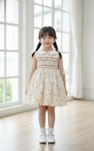 ชุดเดรสทรงบานสำหรับเด็กผู้หญิง ทำจากผ้าฝ้ายเนื้อนุ่ม ออกแบบตามสั่ง ผลิตในเวียดนามโดย MITEXCO ซัพพลายเออร์ที่เชื่อถือได้ - Product Image 1