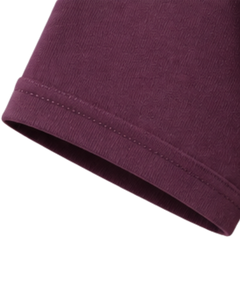 T-shirt Raglan Personnalisé Beige Ivoire et Violet Prune pour Femme – Col Rond Décontracté, Manches Courtes, Mélange de Coton Doux, Tendance Estivale - Product Image 5
