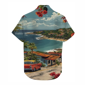 เสื้อเชิ้ตชายสำหรับวันหยุดฤดูร้อน กระดุมทรงแตร พิมพ์ลายทรอปิคอลทั้งตัว ผ้าโพลีเอสเตอร์น้ำหนักเบา แห้งเร็ว ระบายอากาศดี สวมใส่สบาย เหมาะสำหรับชายหาด - Product Image 3