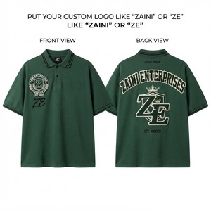 เสื้อโปโลชาย ผ้าคอตตอนปิเก้ 220 GSM สีเขียวฟอเรสต์ ปักโลโก้เชนิลล์แบบกำหนดเอง แขนสั้น คอริบ ทรงพอดีตัว สั่งตัดได้ - Product Image 1