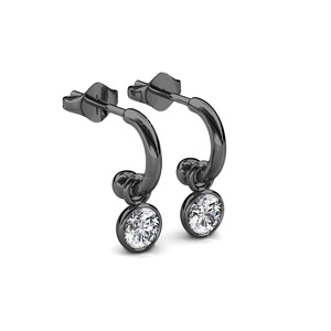 Pendientes colgantes minimalistas adornados con cristales de <span class=keywords><strong>Swarovski</strong></span> Pendientes de plata esterlina 925 Daisini chapados en oro de 18 quilates - Product Image 3