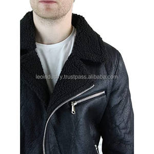 Chaquetas de piel de vaca retro para hombre, chaqueta de cuero real bordada, informal, con cuello levantado, para motocicleta - Product Image 2