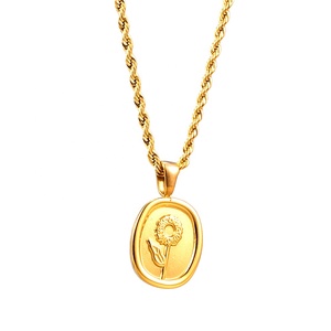 Collar de Flor de Acero Inoxidable con Baño de Oro de 18K, Diseño Moderno con Engaste de Garra, No se Deslustra, Ideal para Bodas y Fiestas - Product Image 1