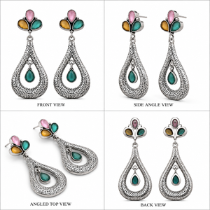 Trusted Supplier Antique Silver-Plated Ethnic Dangle Drop Earrings for Women Bulk Supplier Direct Factory Manufacturer - Product Image 2