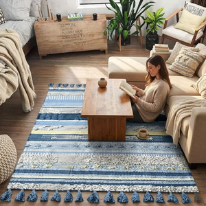 Alfombra Dhurry de Algodón Premium |   Alfombra Plana de Microfibra Gruesa con Base Antideslizante para Sala de Estar y Pasillo - Product Image 2